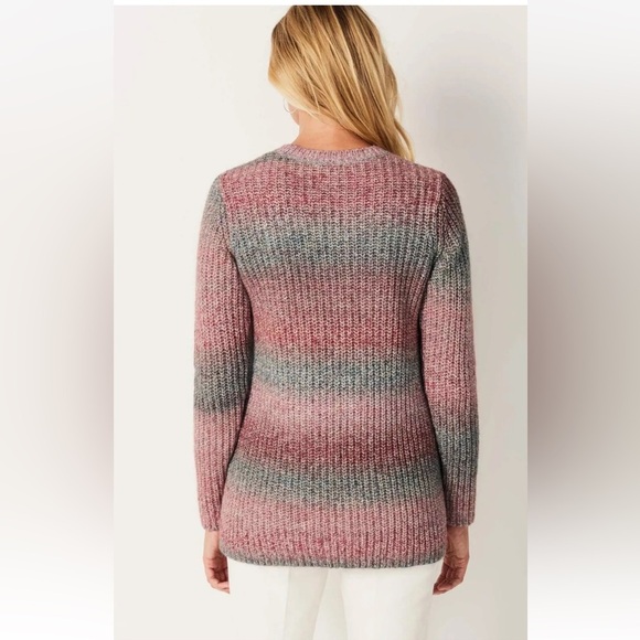 J. Jill Ombre Stripe Crewneck Tunic Sweater Wool Blend Medium - Picture 2 of 6